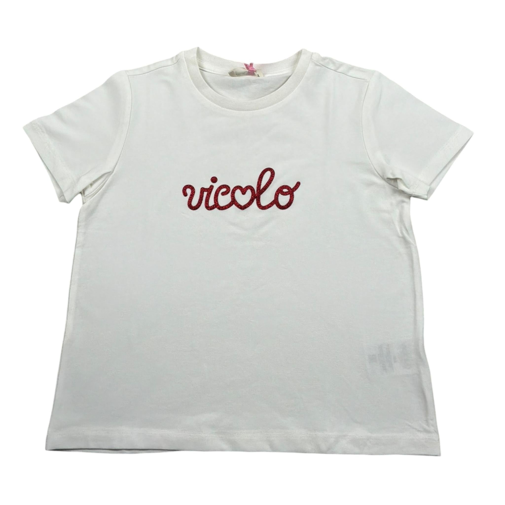 Vicolo T-Shirt Girocollo Tinta Unita con Brillantini per Bambina 3146M00230 BIANCO VICOLO 