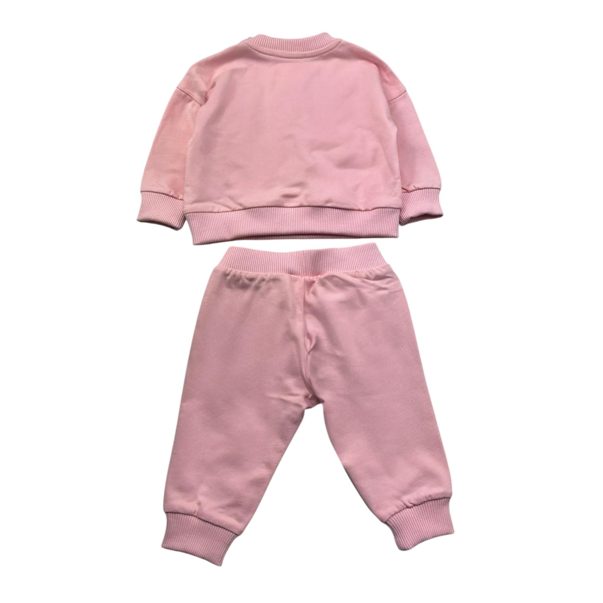 Moschino Completo 2 Pezzi Felpa-Pantalone Tinta Unita per Neonata MSK039 ROSA MOSCHINO 