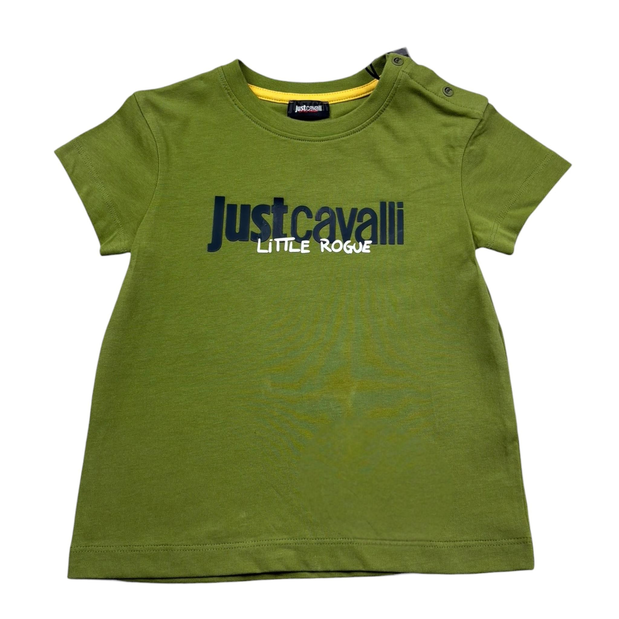 Just Cavalli T-Shirt Girocollo Tinta Unita con Logo per Neonato JIP26092TS VERDE JUST CAVALLI 