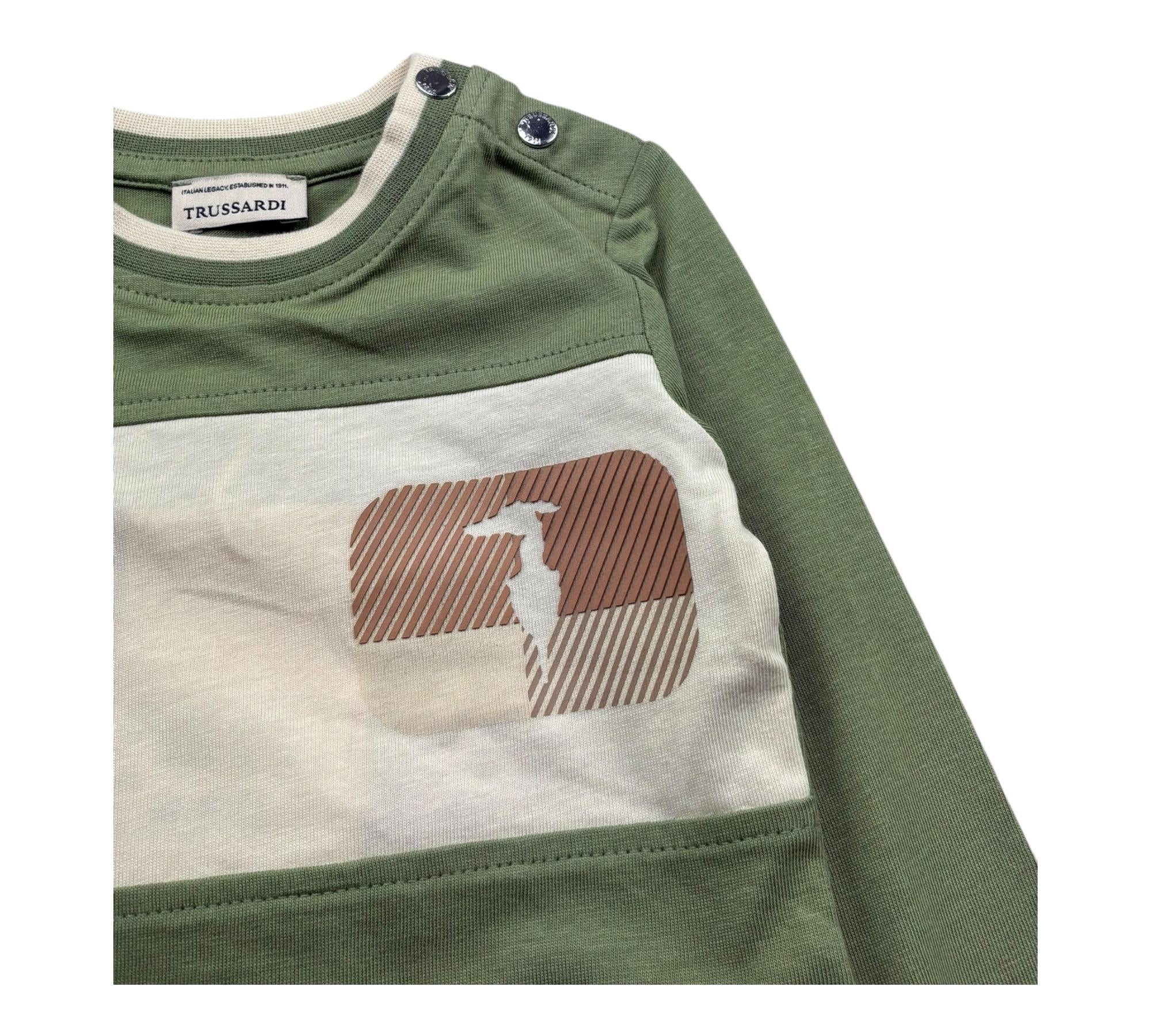 Trussardi Shirt Girocollo Tinta Unita con Logo per Neonato TIP26071TS VERDE TRUSSARDI 