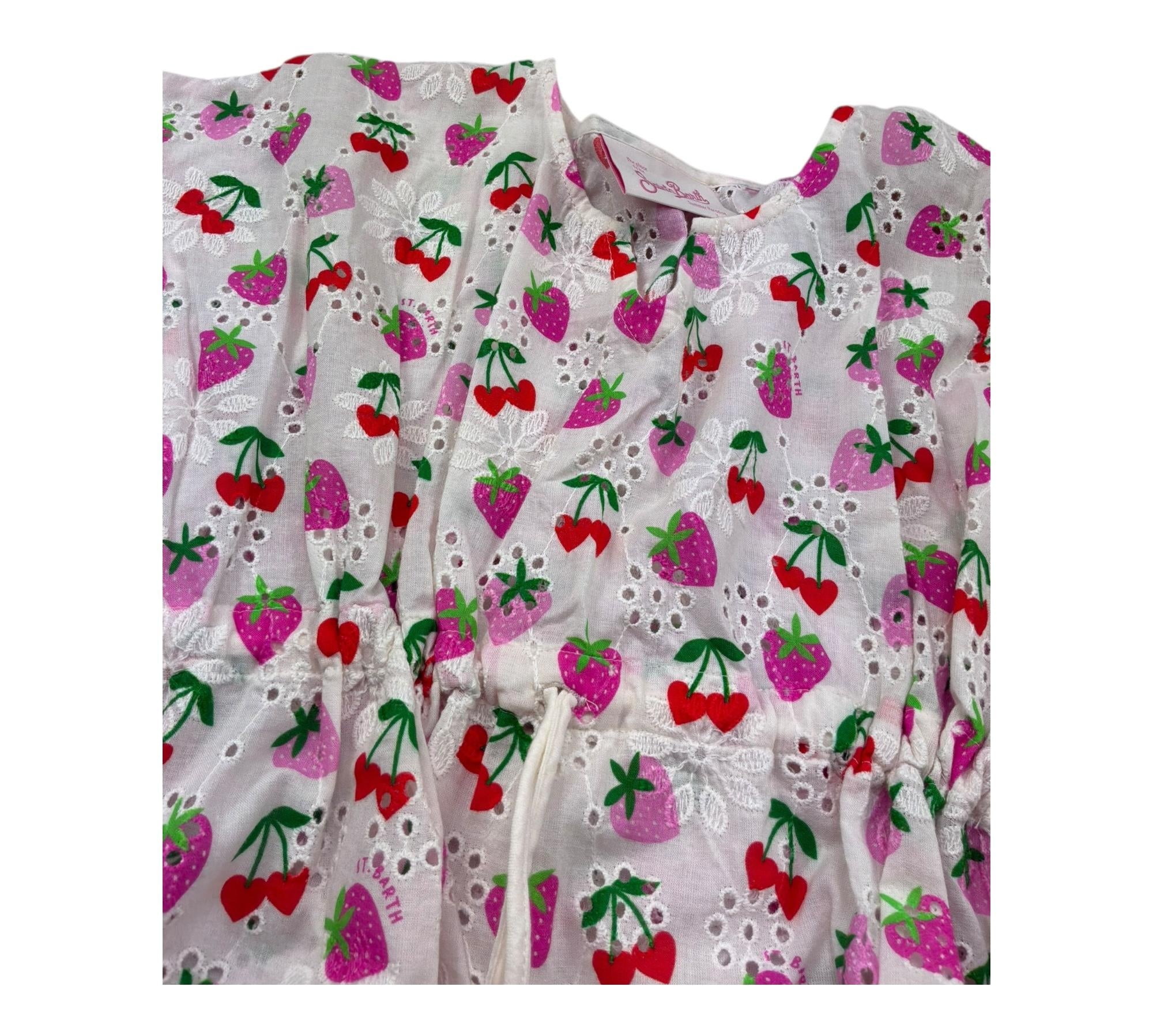 Saint Barth Camicia Modello Mantella Tinta Unita In Pizzo Sangallo per Bambina KATE BIANCO SAINT BARTH 