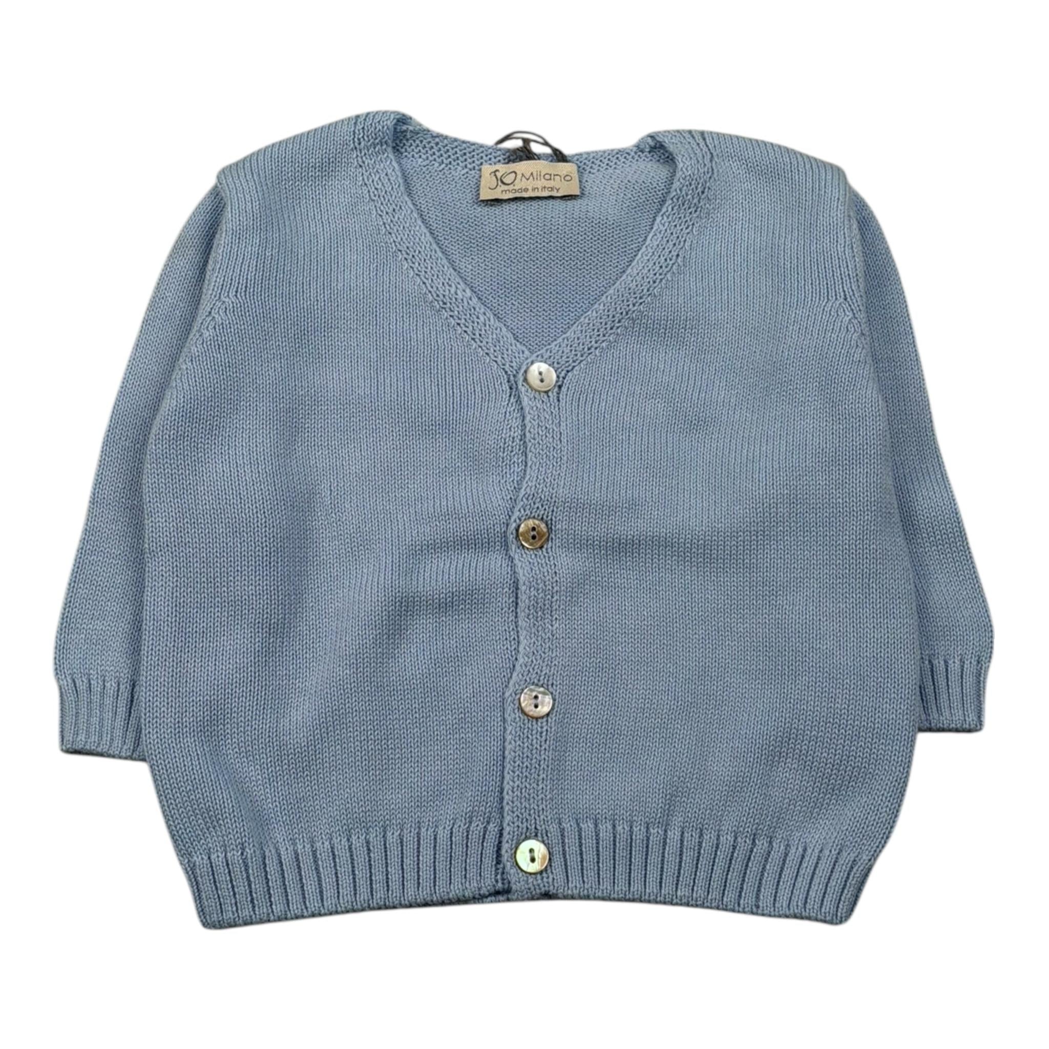 J.O. Milano Cardigan Tinta Unita Scollo A V per Neonato 573Z2 AZZURRO J.O. MILANO 