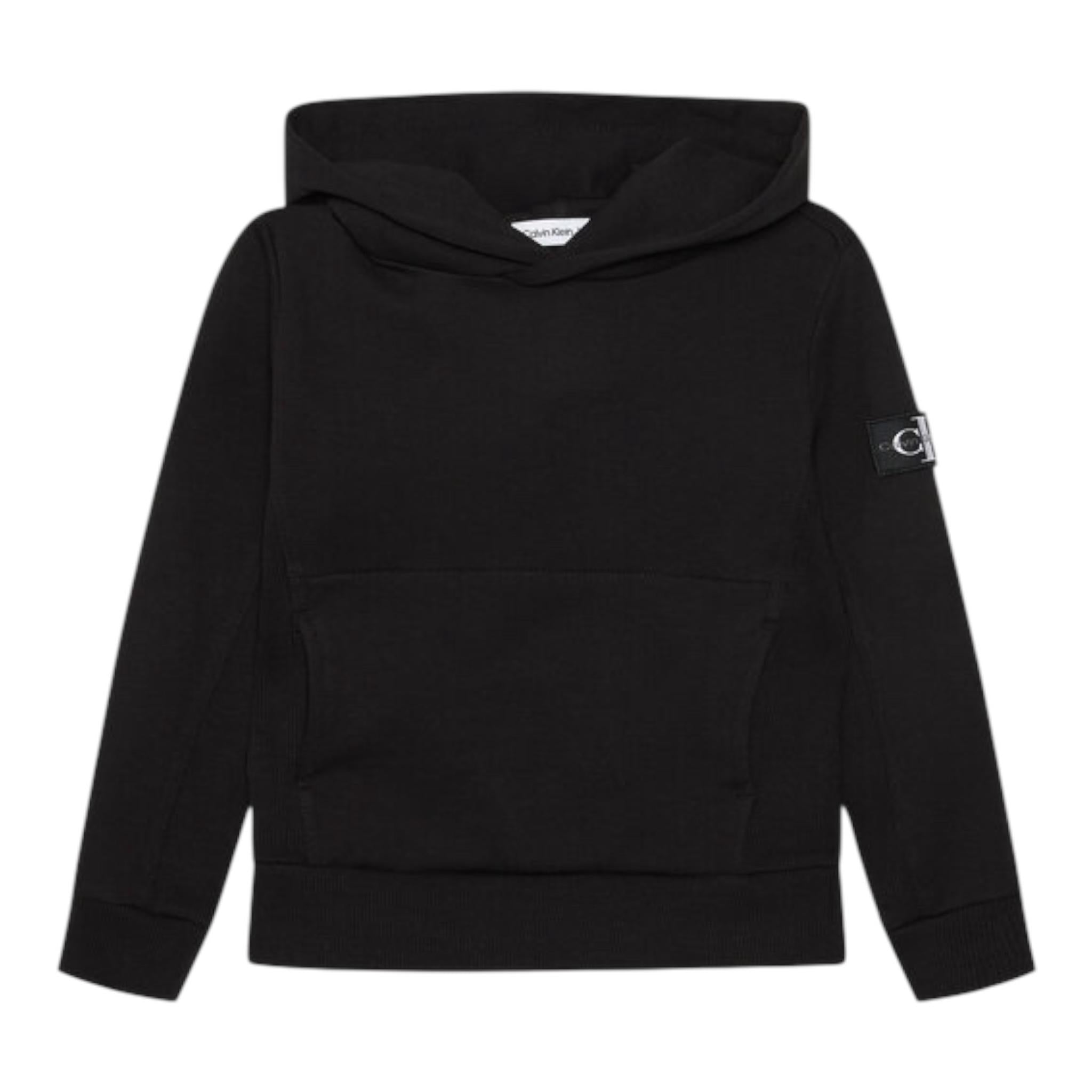 CALVIN KLEIN felpa tinta unita con cappuccio Nero per Bambina IB0IB01114 NERO CALVIN KLEIN 