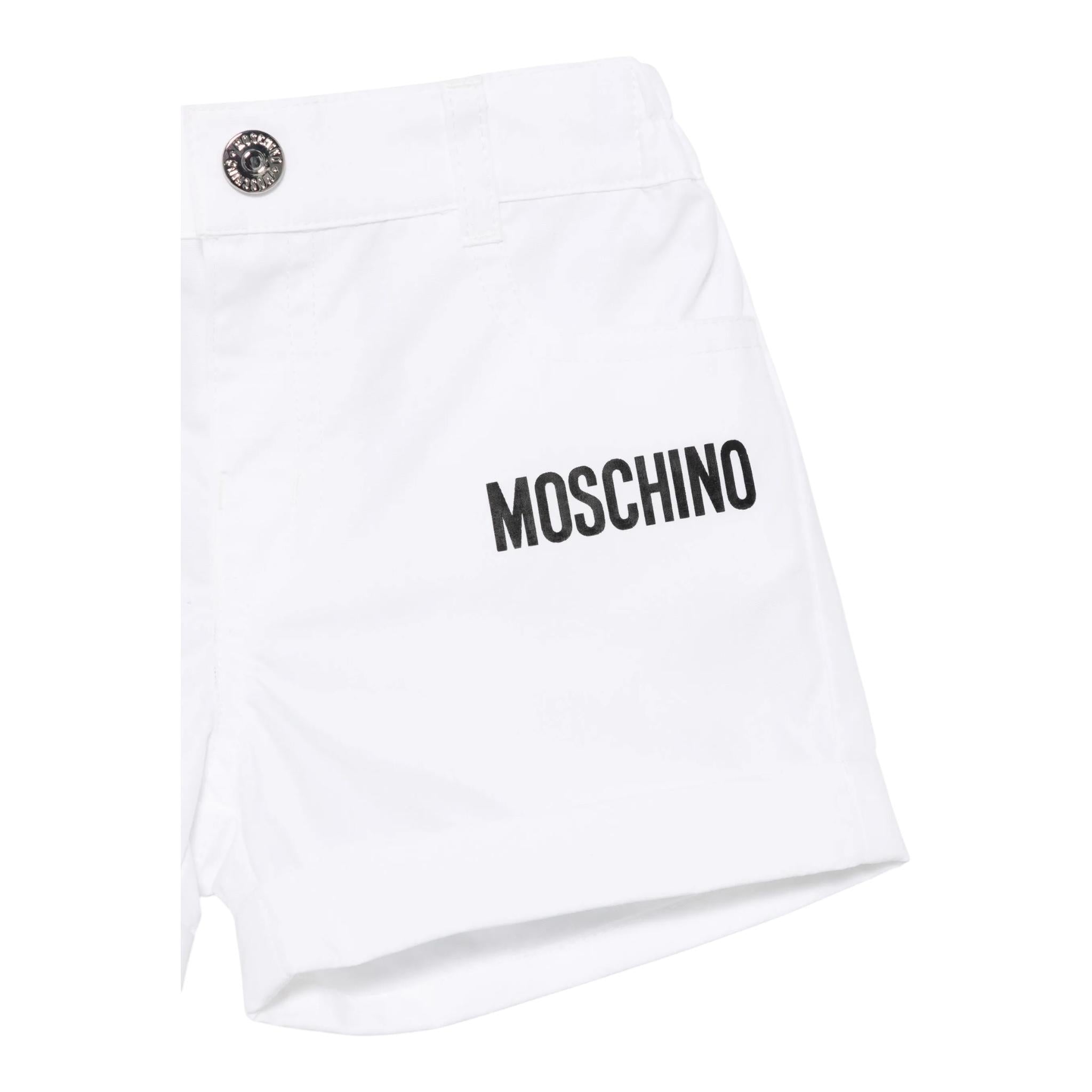 Moschino Bermuda Tinta Unita con Elastico In Vita per Bambino MUQ01JJX BIANCO MOSCHINO 