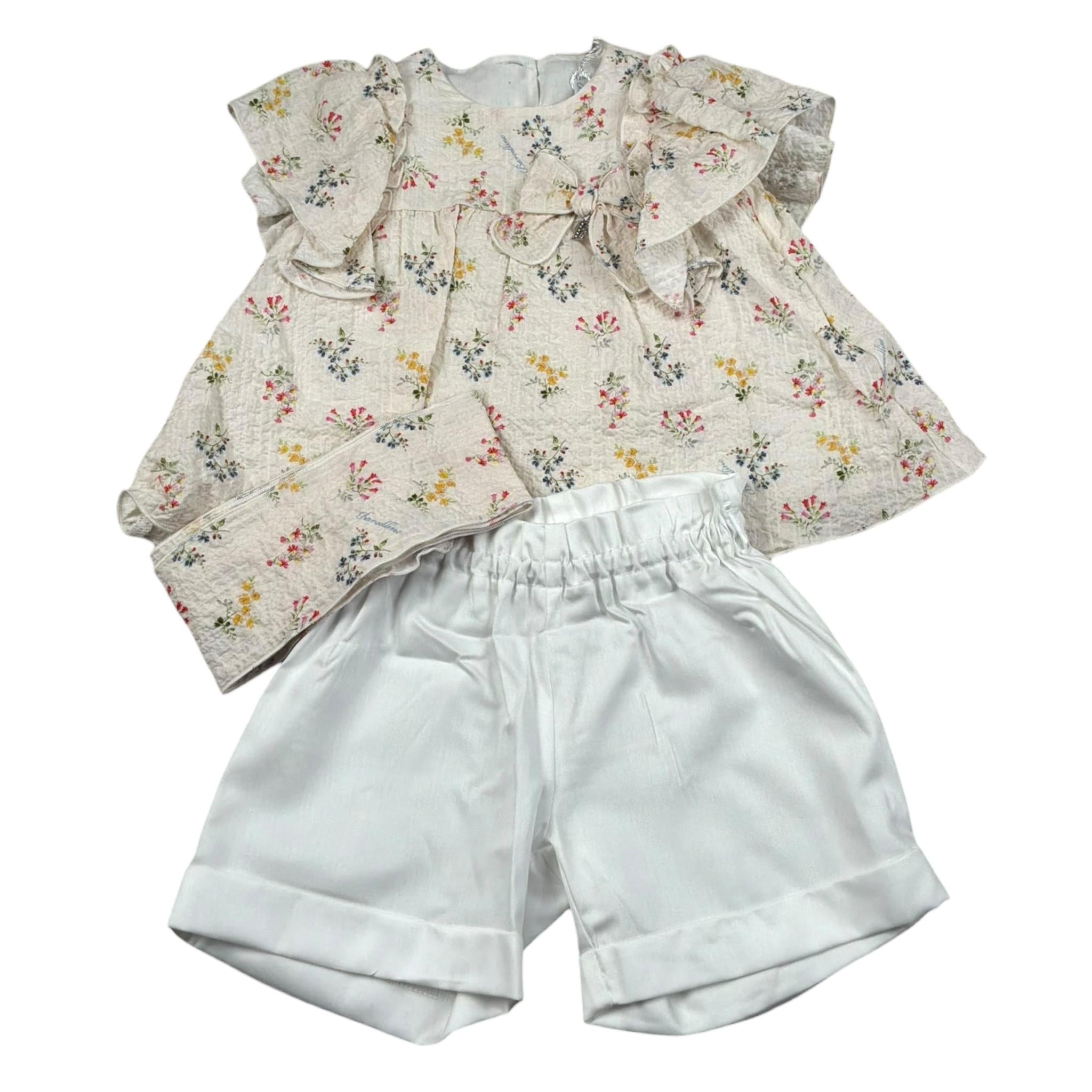 Barcellino Completo 3 Pezzi Camicia-Short-Fascia per Neonata 121017 PANNA BARCELLINO 