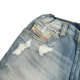 Diesel Bermuda In Denim Tinta Unita con Strappi per Bambino J00511X AZZURRO DIESEL 