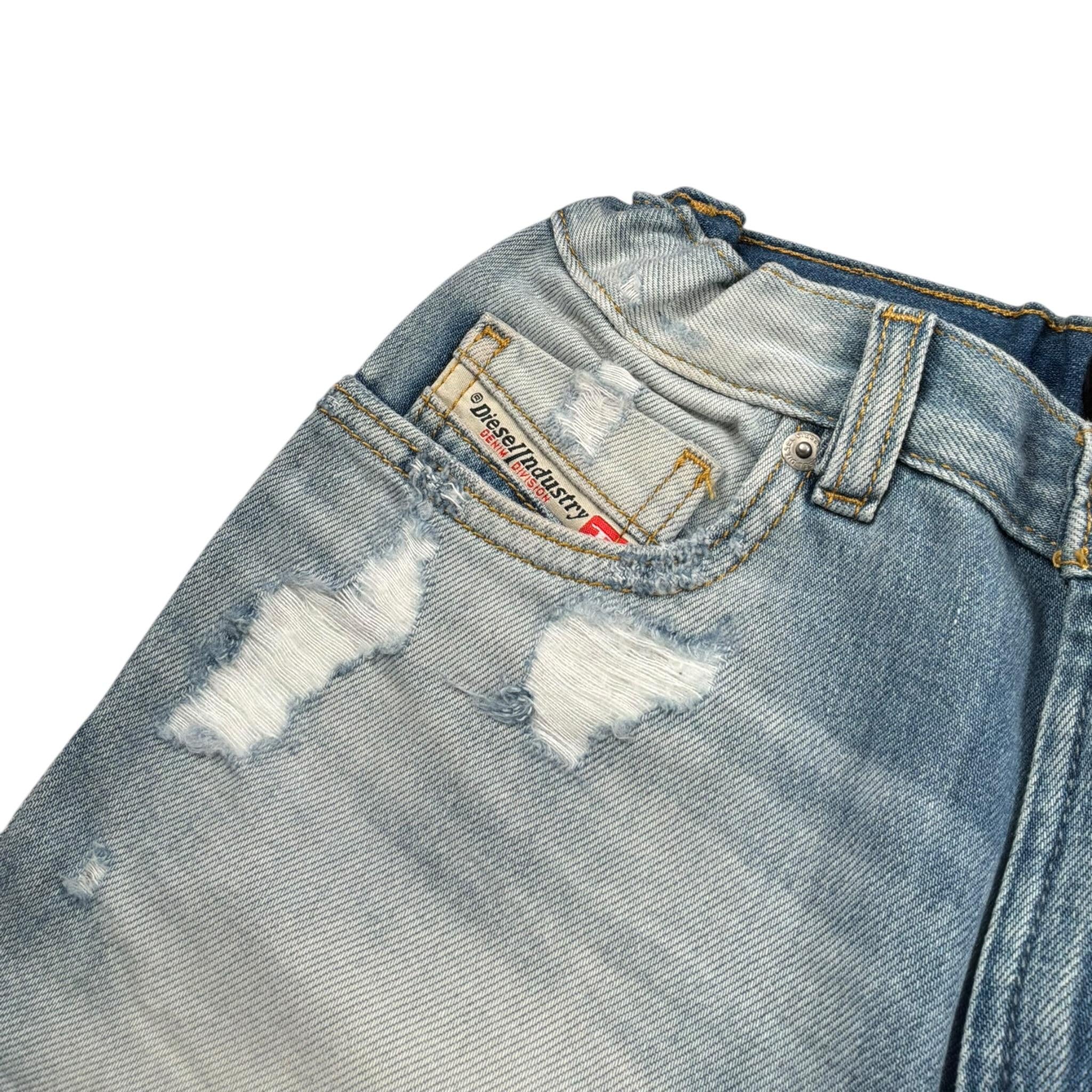 Diesel Bermuda In Denim Tinta Unita con Strappi per Bambino J00511X AZZURRO DIESEL 