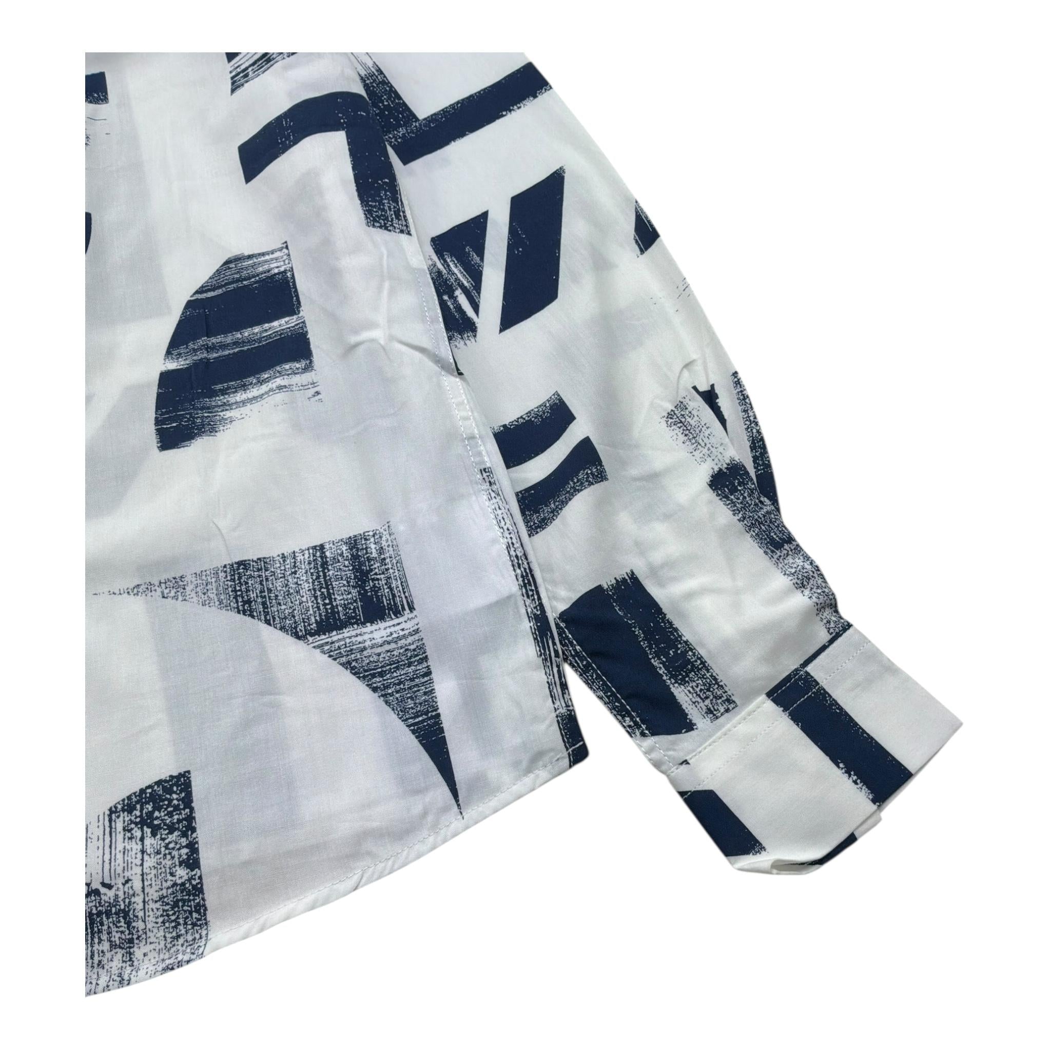 Antony Morato Camicia Tinta Unita con Fantasia Manica Lunga per Bambino MKSL00262X BIANCO/BLU ANTONY MORATO 