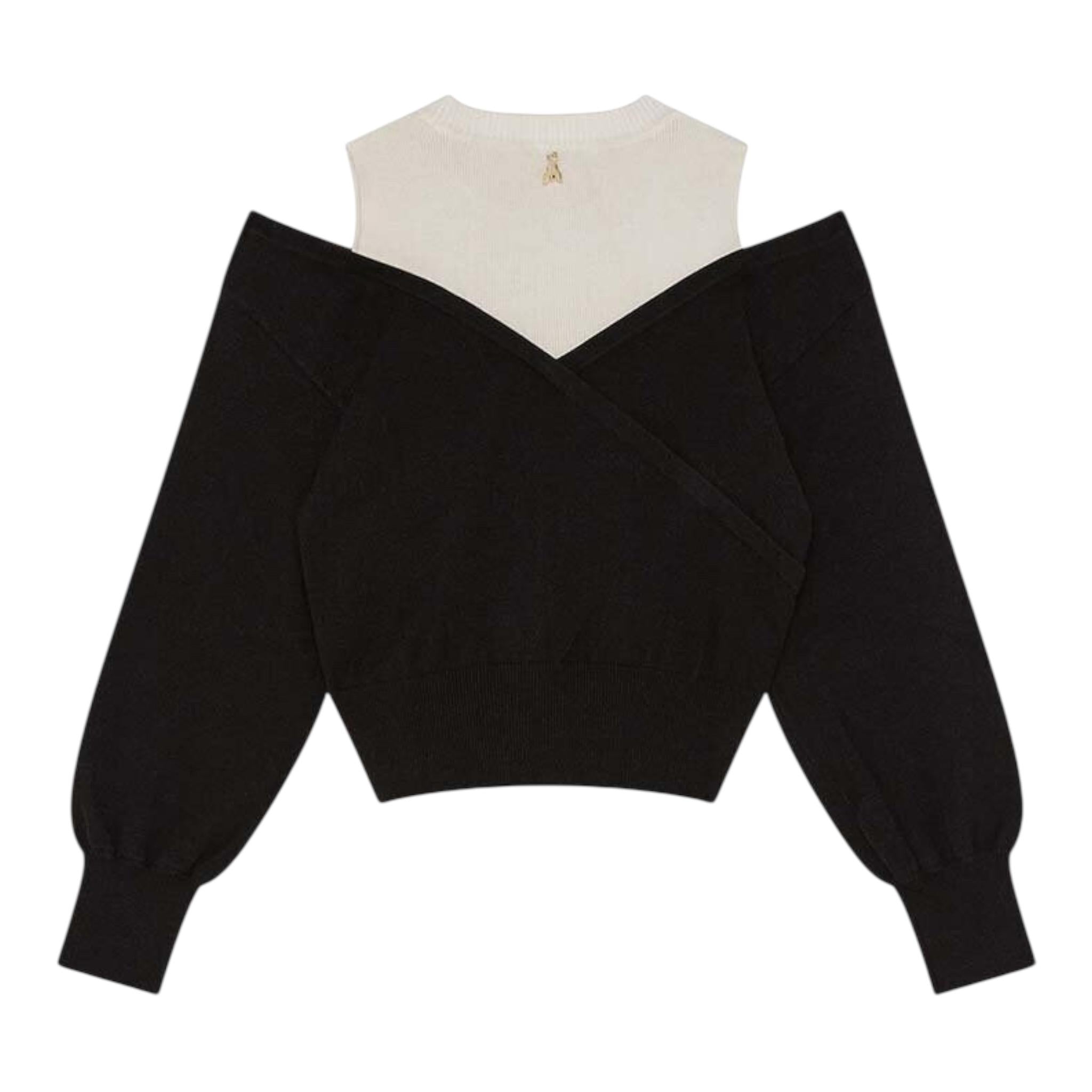 PATRIZIA PEPE maglia girocollo tinta unita con finta canotta Nero per Bambina 7K0042X NERO PATRIZIA PEPE 