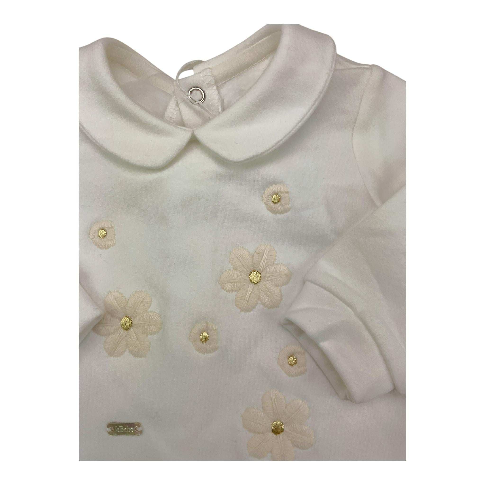 LE BEBE' tutina tinta unita con stampa Bianco per Neonata LBG5987 BIANCO LE BEBE' 