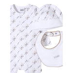 Boss Completo 3 Pezzi Tutina-Bavetta-Cappelli per Neonato J52175 BIANCO BOSS 