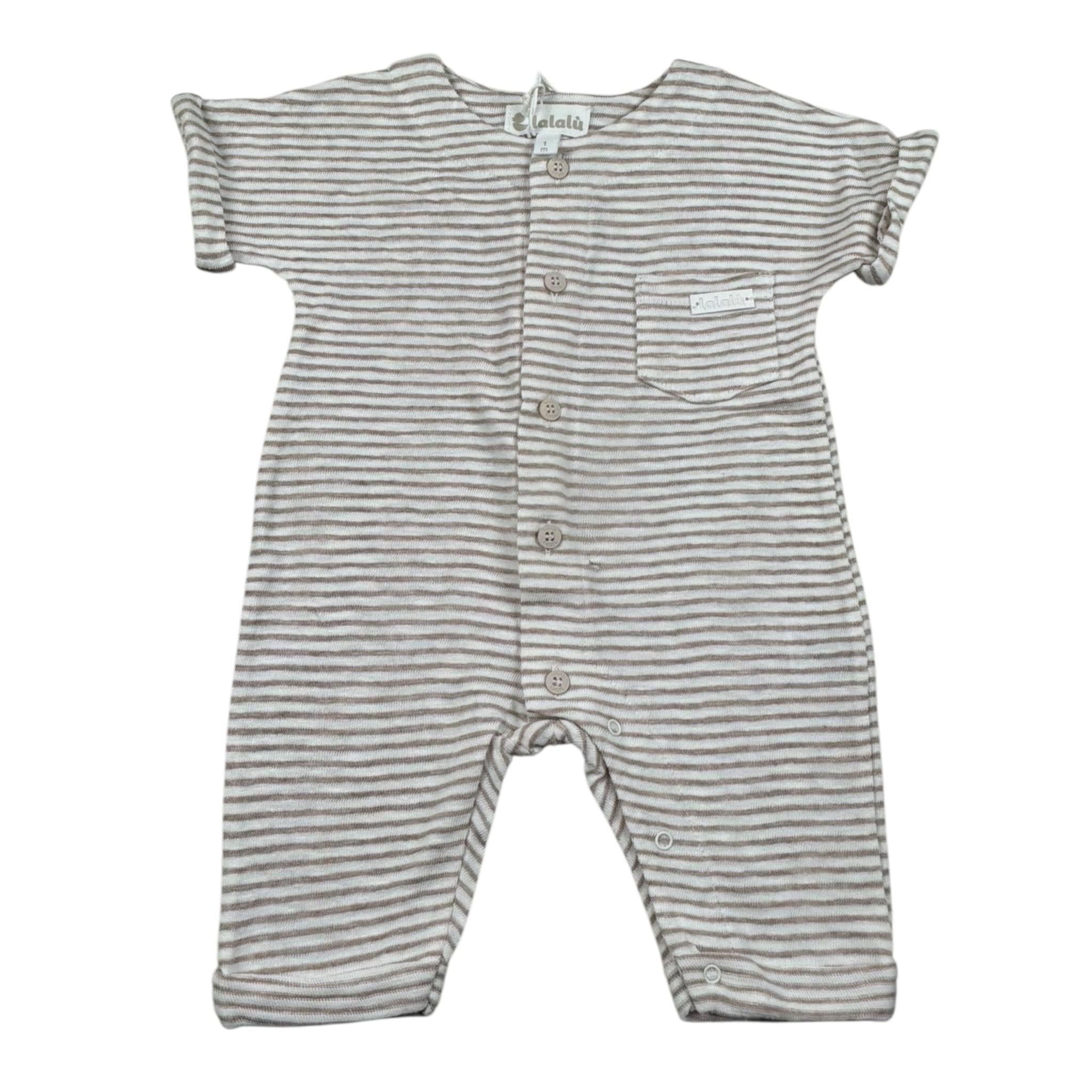 Lalalu' Pagliaccetto Bicolroe con Fantasia A Righe per Neonata TML4P BIANCO LALALU' 