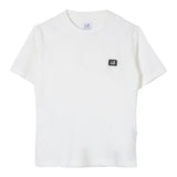 C.P. Company T-Shirt Girocollo Tinta Unita Con Logo Bianco Per Bambino
