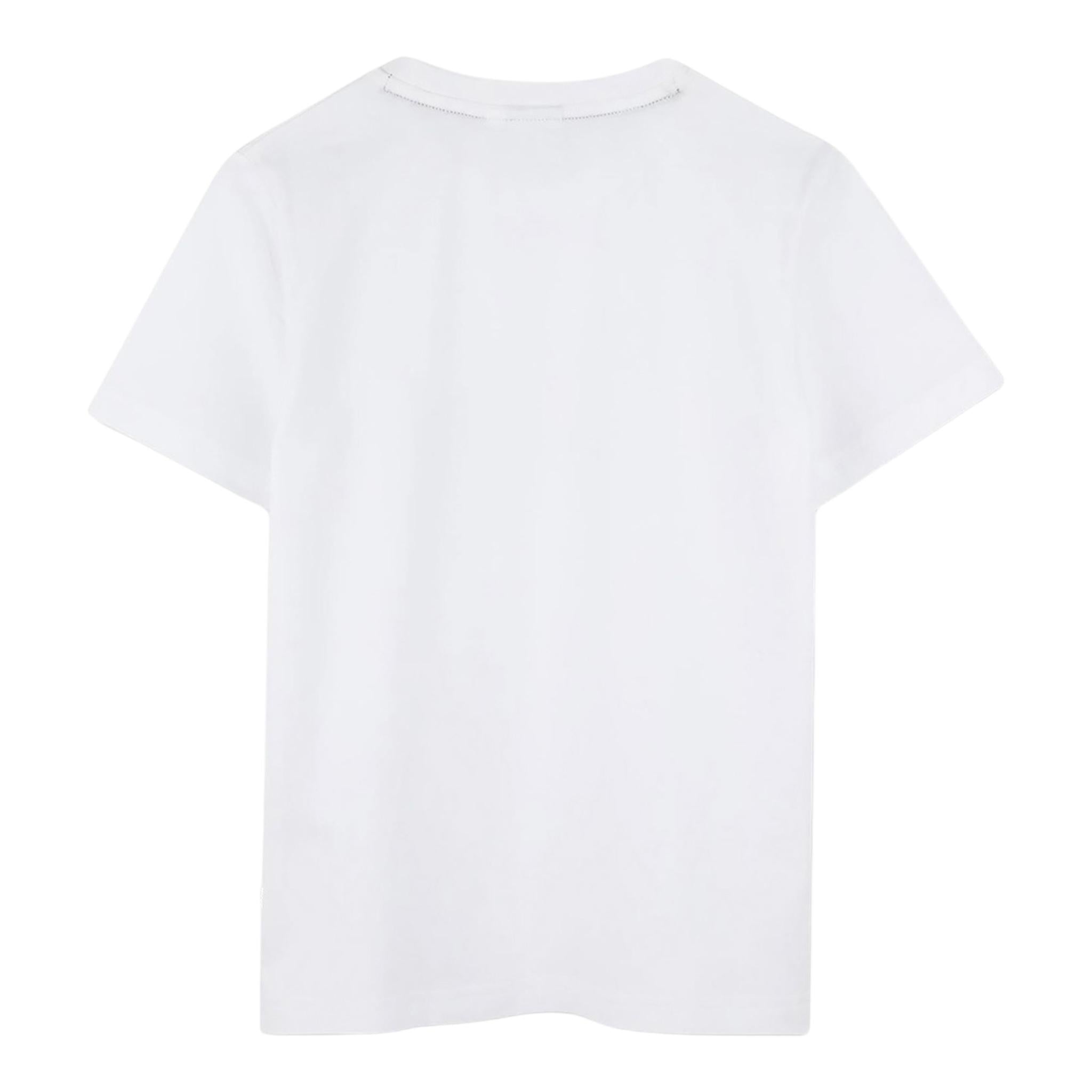 Boss T-Shirt Girocollo Tinta Unita con Stampe per Bambino J52035 BIANCO BOSS 