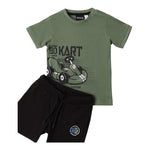 Sarabanda Completo 2 Pezzi T-Shirt-Bermuda Bicolore per Bambino 0B102J NERO/VERDE SARABANDA 