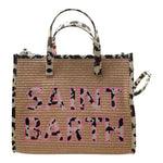 Saint Barth Borsa In Paglia Tinta Unita con Stampa per Bambina 00370L BEIGE SAINT BARTH 