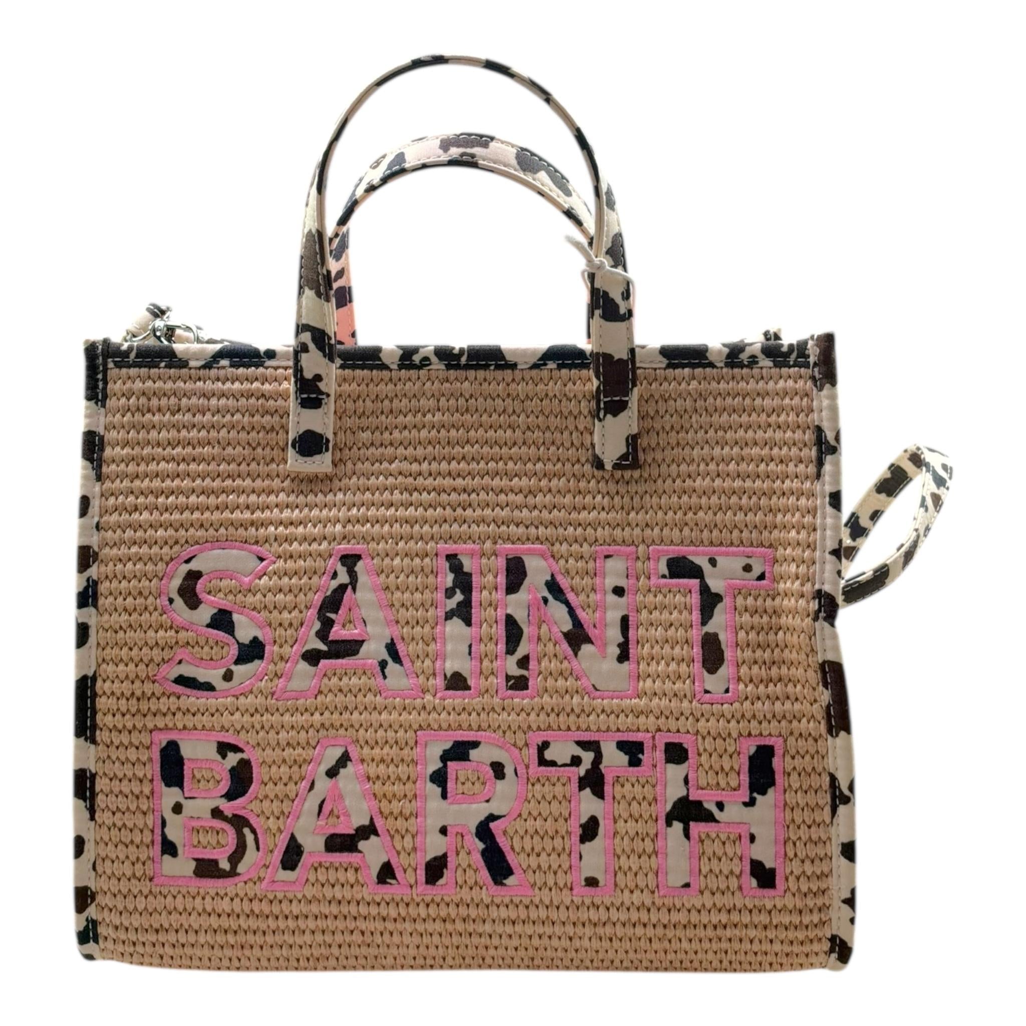Saint Barth Borsa In Paglia Tinta Unita con Stampa per Bambina 00370L BEIGE SAINT BARTH 