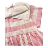 Le Bebe' Abito Mezza Manica Fantasia A Righe Bianco/Rosa Per Neonata
