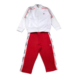 Cesare Paciotti Completo Bicolore Felpa Con Zip-Pantalone Bianco/Rosso Per Neonato
