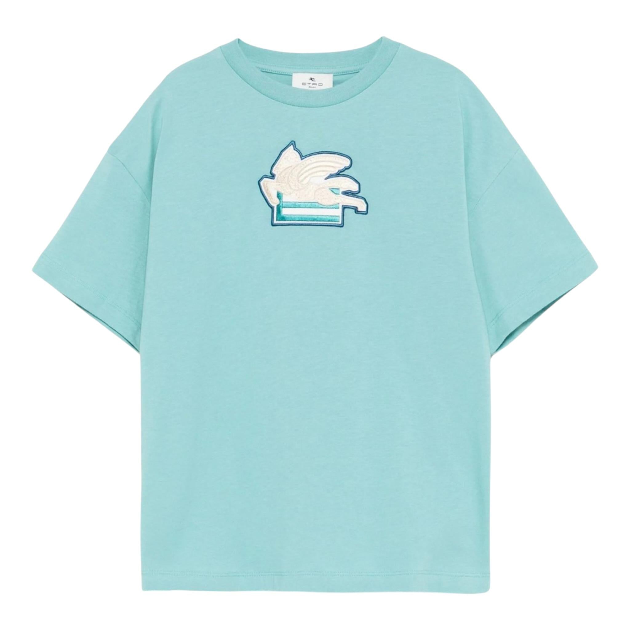 Missoni T-Shirt Girocollo Tinta Unita con Stampa per Bambino GW8P51 VERDE ACQUA MISSONI 