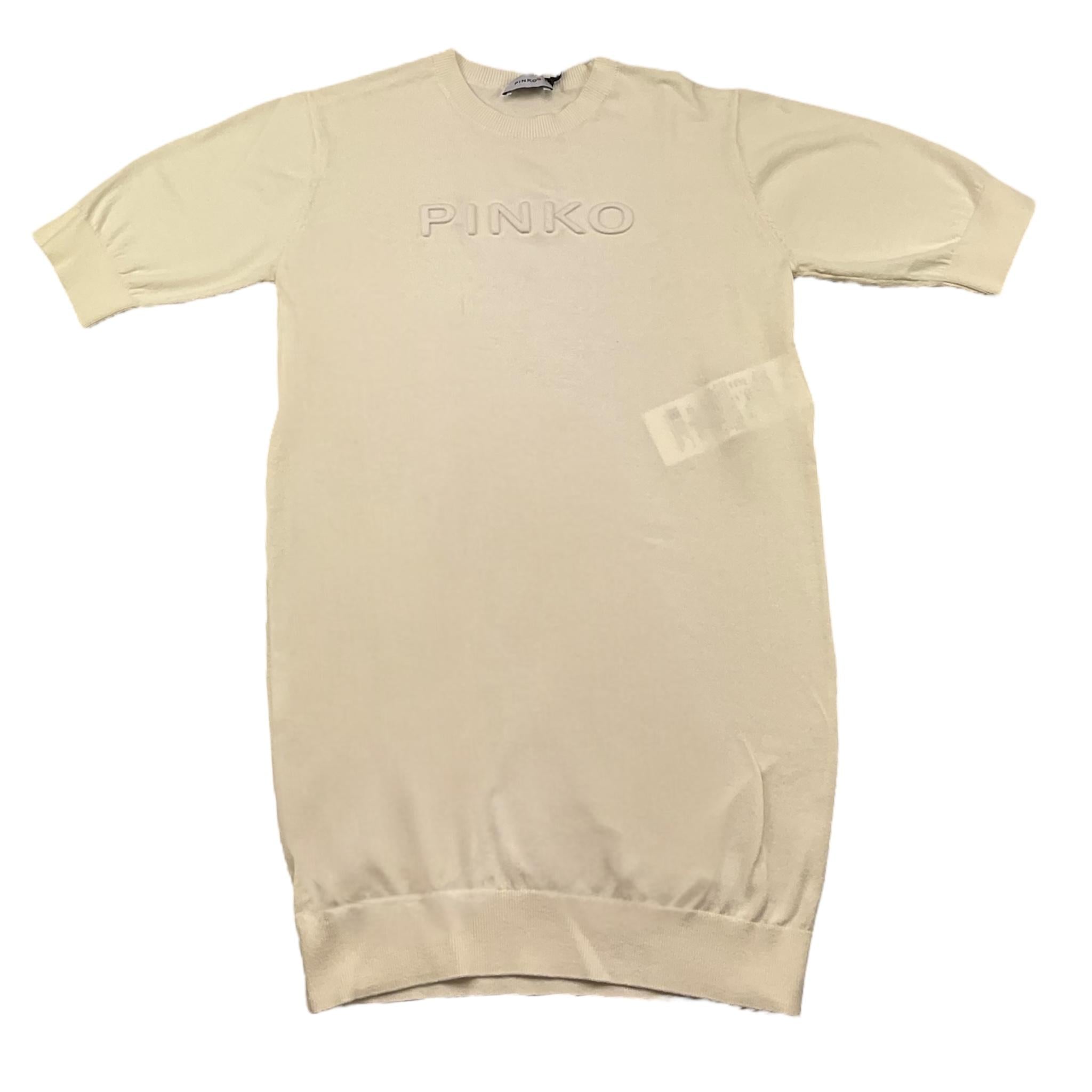 Pinko Abito Mezza Manica Tinta Unita con Logo per Bambina KFAB012 PANNA PINKO 