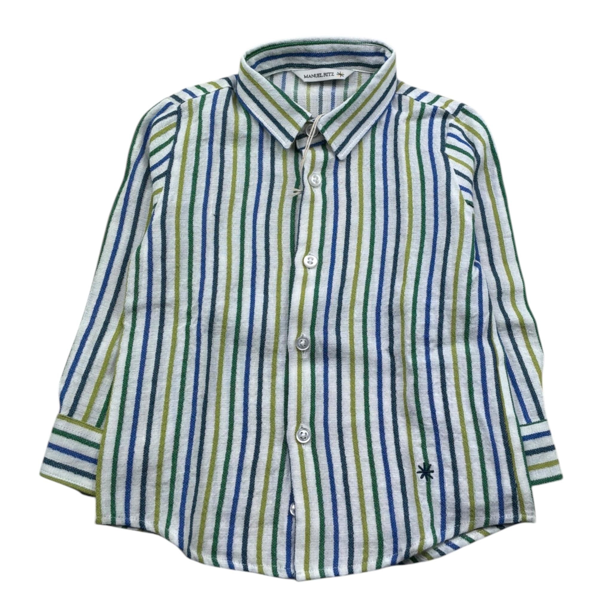 Manuel Ritz Camicia Manica Lunga Fantasia A Righe per Neonato MR3116N BIANCO MANUEL RITZ 