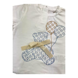 Le Bebe' T-Shirt Girocollo Tinta Unita con Stampa In Contrasto Bianco per Neonata