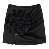 Twinset Gonna Tinta Unita Con Applicazione Fiore Nero Per Bambina