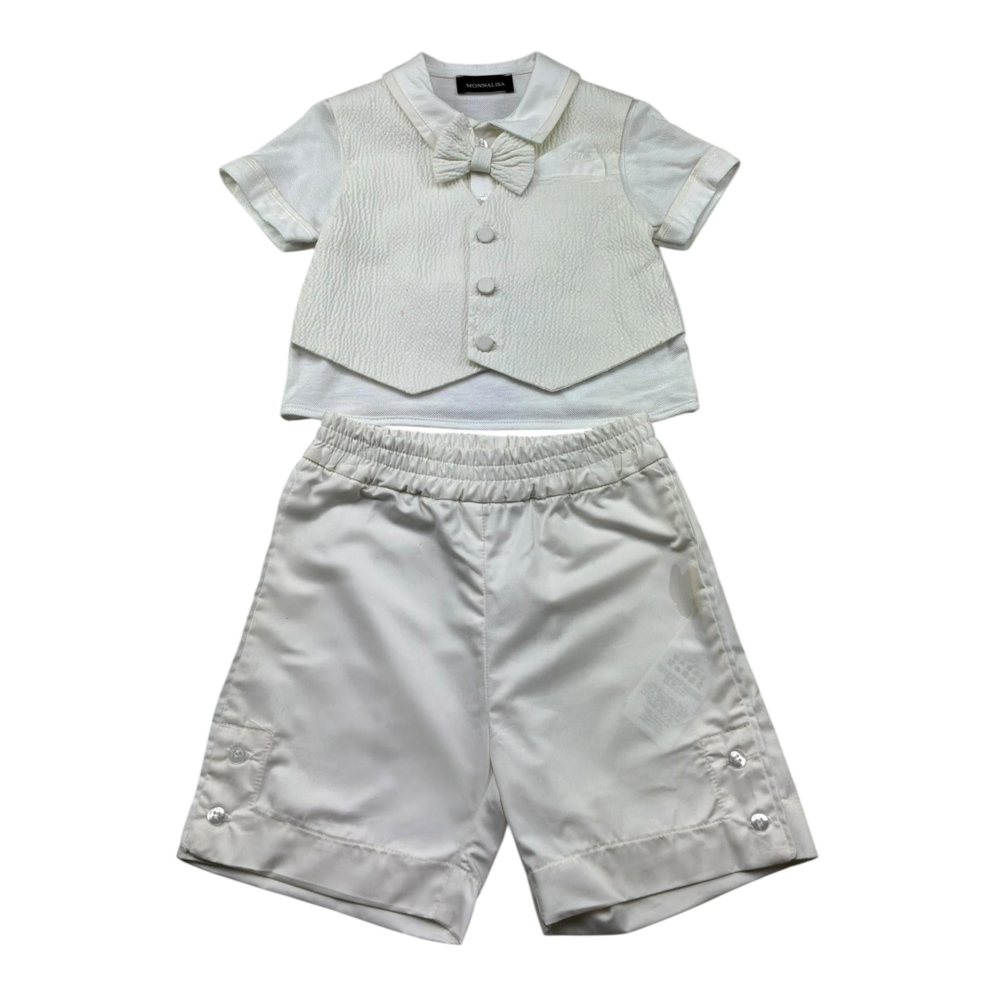 Monnalisa Completo 2 Pezzi Camicia-Bermuda per Neonato 28A592 PANNA MONNALISA 