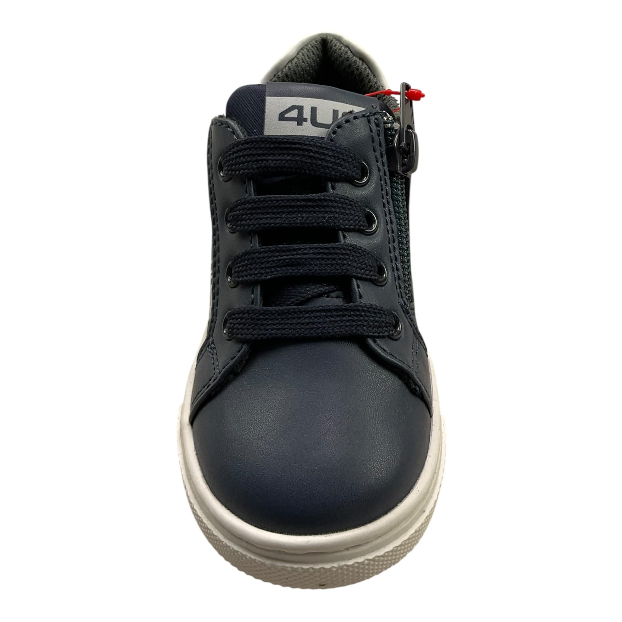 Cesare Paciotti Sneakers Tinta Unita con Zip E Lacci per Neonato 43170 BLU CESARE PACIOTTI 