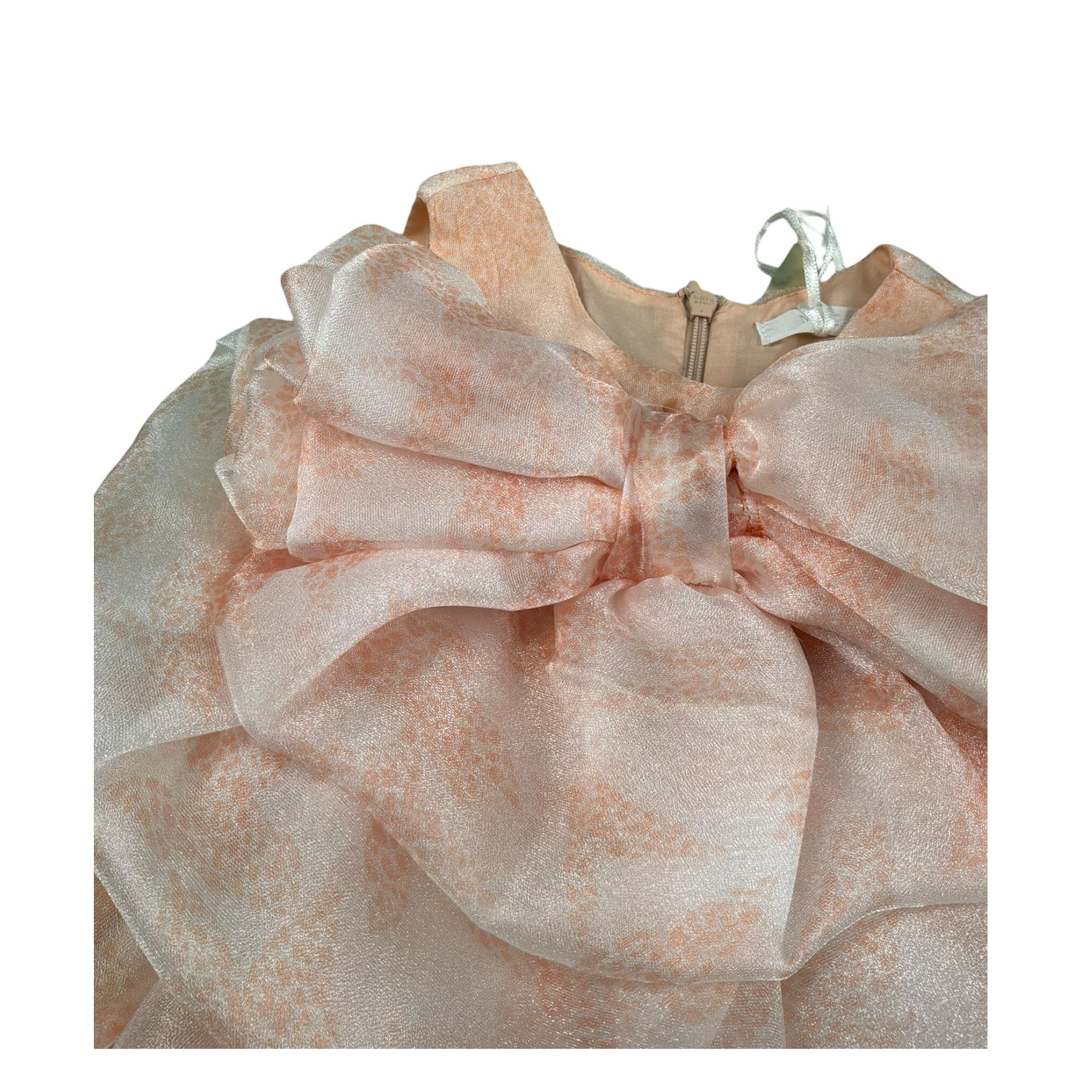 Miss Grant Abito Giromanica tinta unita con Fiocco Rosa per Neonata MG1276N ROSA MISS GRANT 