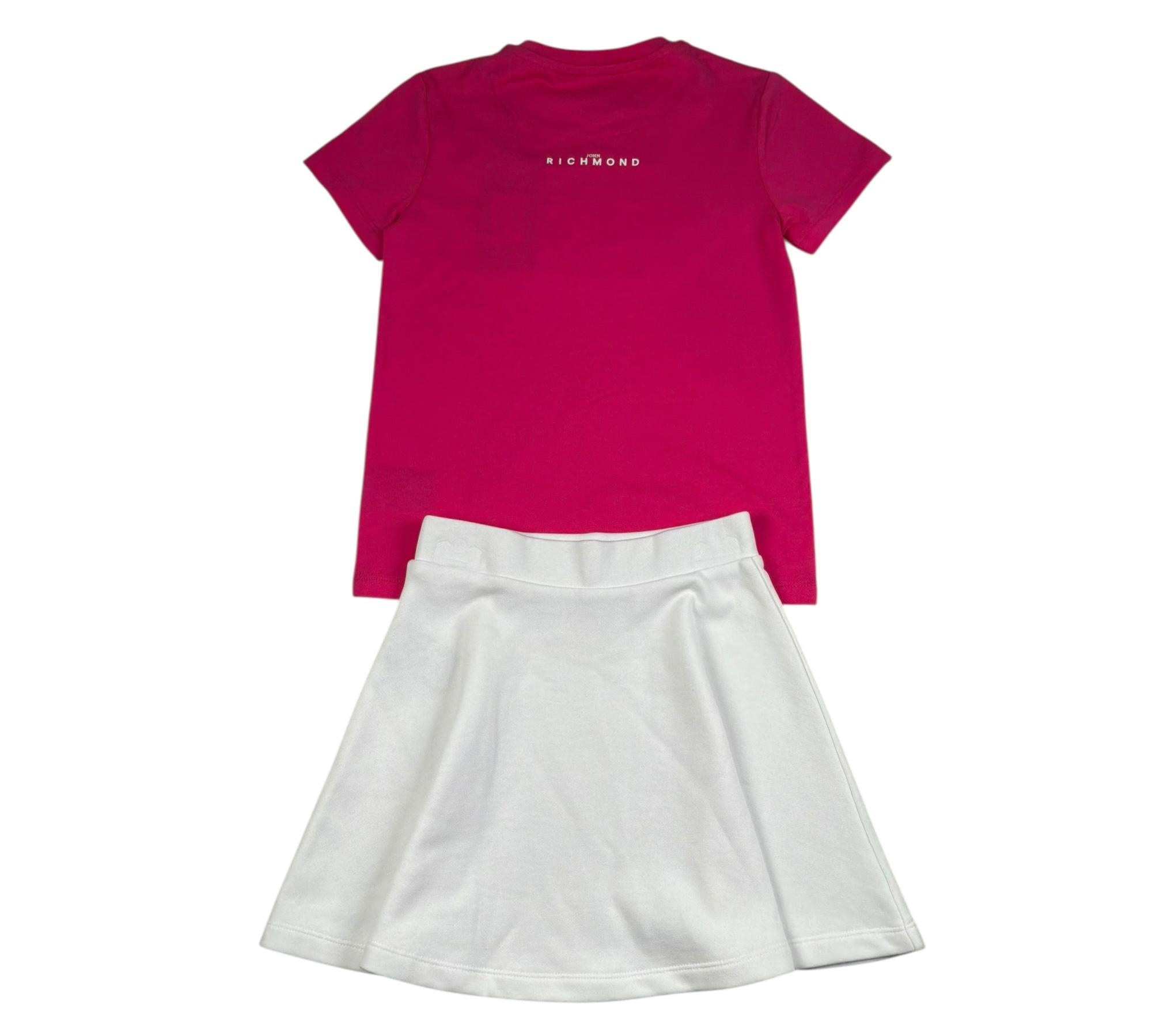 John Richmond Completo 2 Pezzi T-Shirt-Gonna Bicolore per Bambina RGP26005CJ FUXIA/BIANCO JOHN RICHMOND 