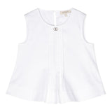 Twinset Camicia Giromanica Tinta Unita Girocollo Bianco Per Bambina
