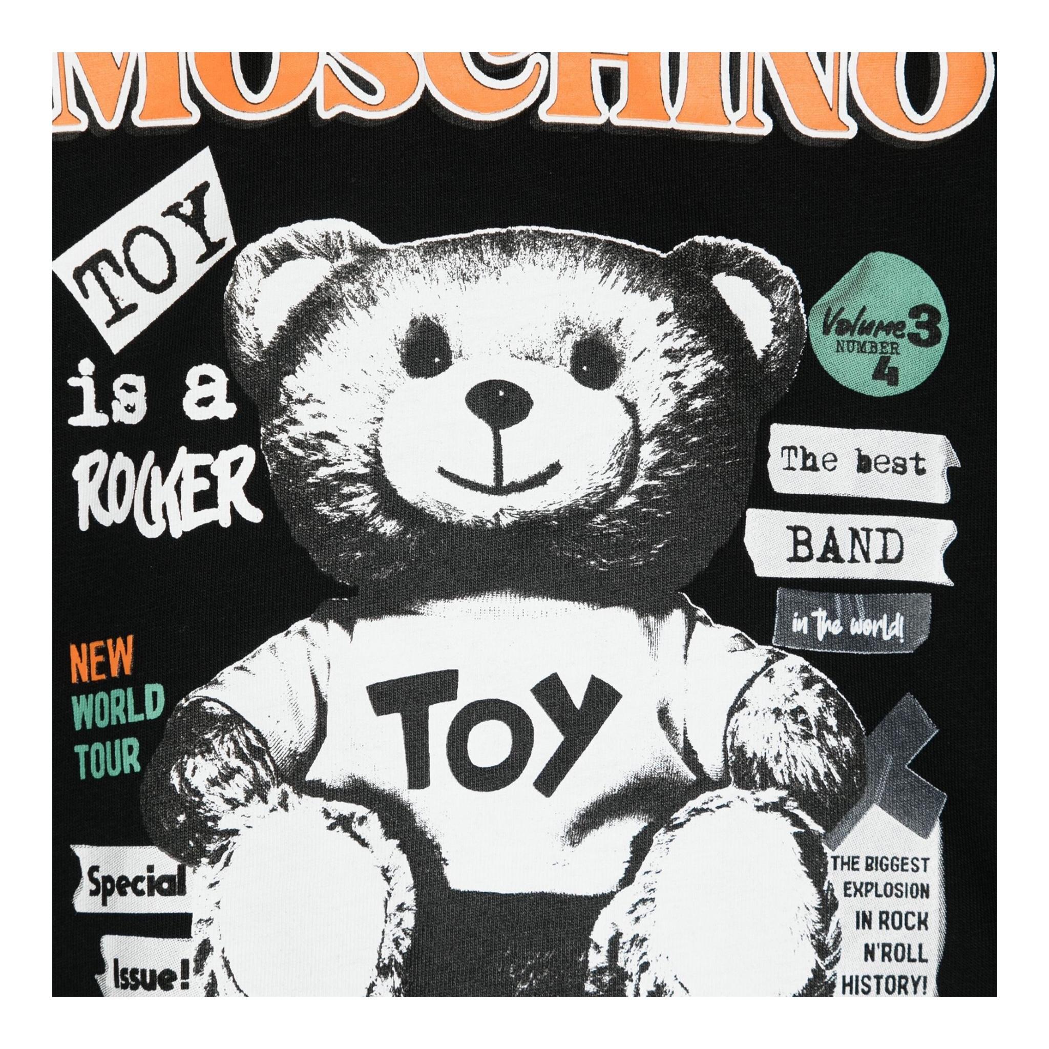 MOSCHINO shirt girocollo tinta unita con stampa Nero per Bambina HDO00U NERO MOSCHINO 