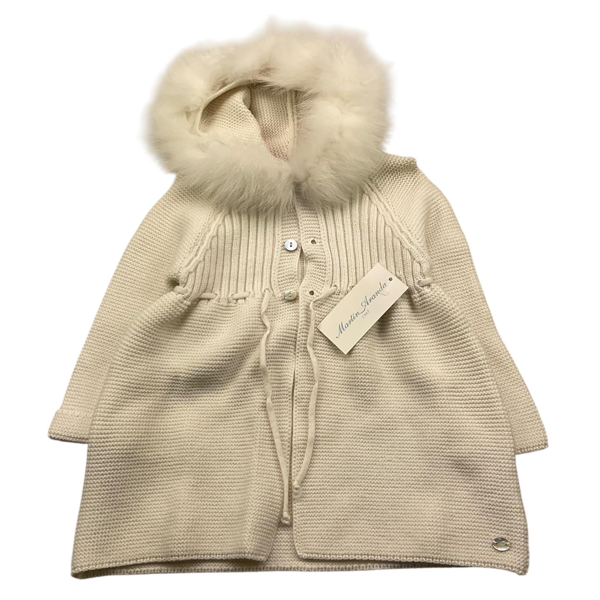MARTIN ARANDA cappotto in maglia tinta unita con cappuccio Panna per Neonata L03010203 PANNA MARTIN ARANDA 