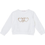 Liu Jo Felpa Chiusa Girocollo Tinta Unita con Logo per Bambina KA5014J BIANCO LIU JO 