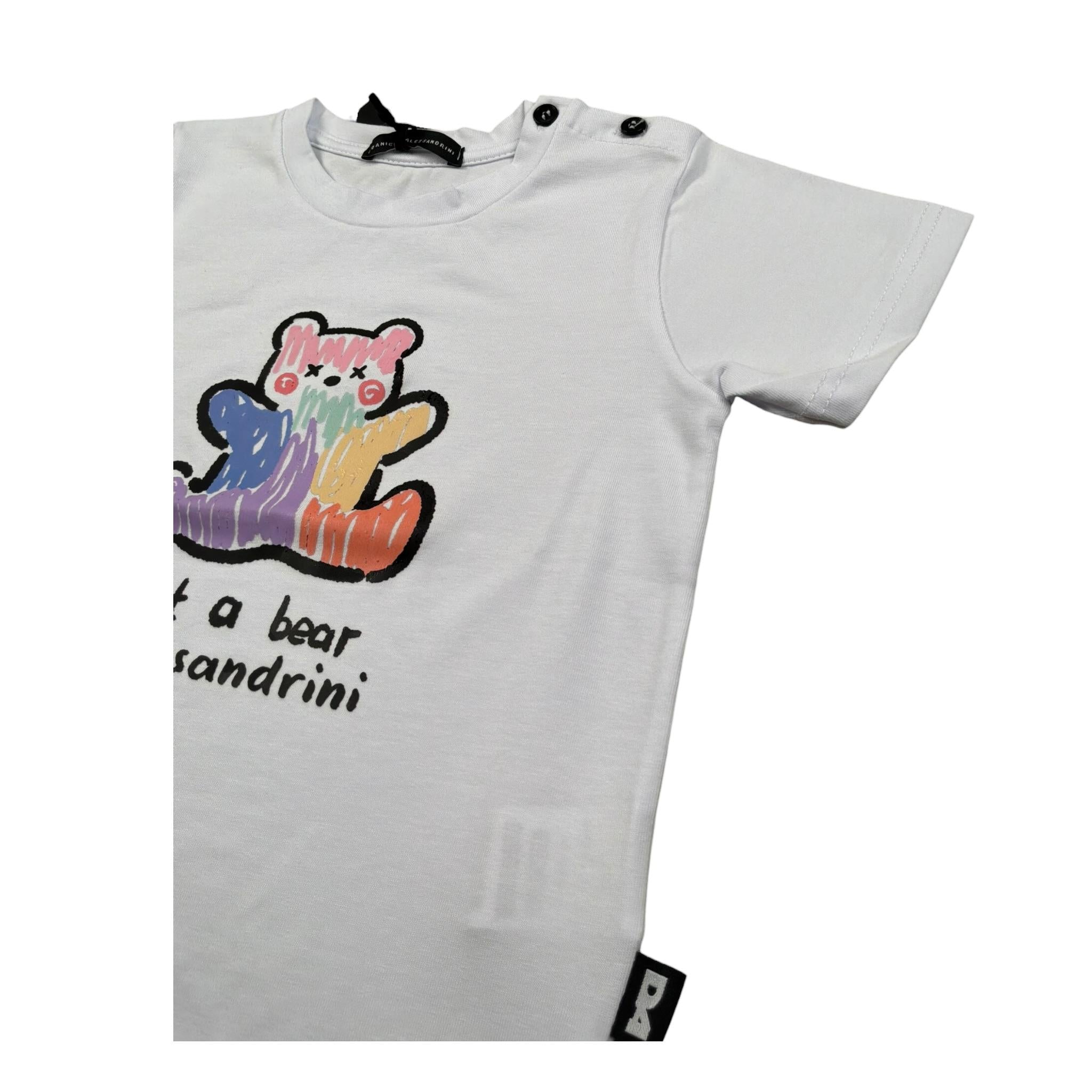 Daniele Alessandrini T-Shirt Girocollo Tinta Unita con Stampa per Bambino 1296M00261JX BIANCO DANIELE ALESSANDRINI 