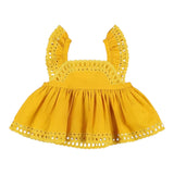 Stella Mccartney Top Tinta Unita Con Ricami Giromanica Giallo Per Bambina