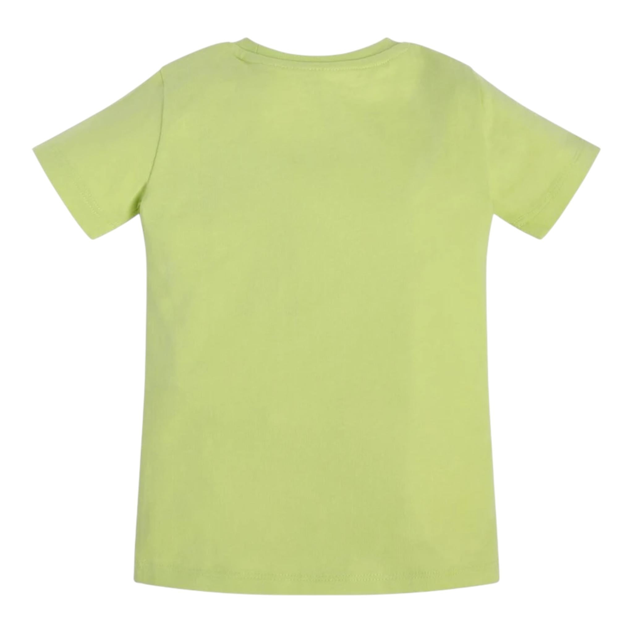 Guess T-Shirt Gircollo Tinta Unita con Stampa per Neonato I3RI03K8HM0X VERDE GUESS 