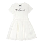 John Richmond Abito Mezza Manica tinta unita con Logo Bianco per Bambina RGP25106VE BIANCO JOHN RICHMOND 