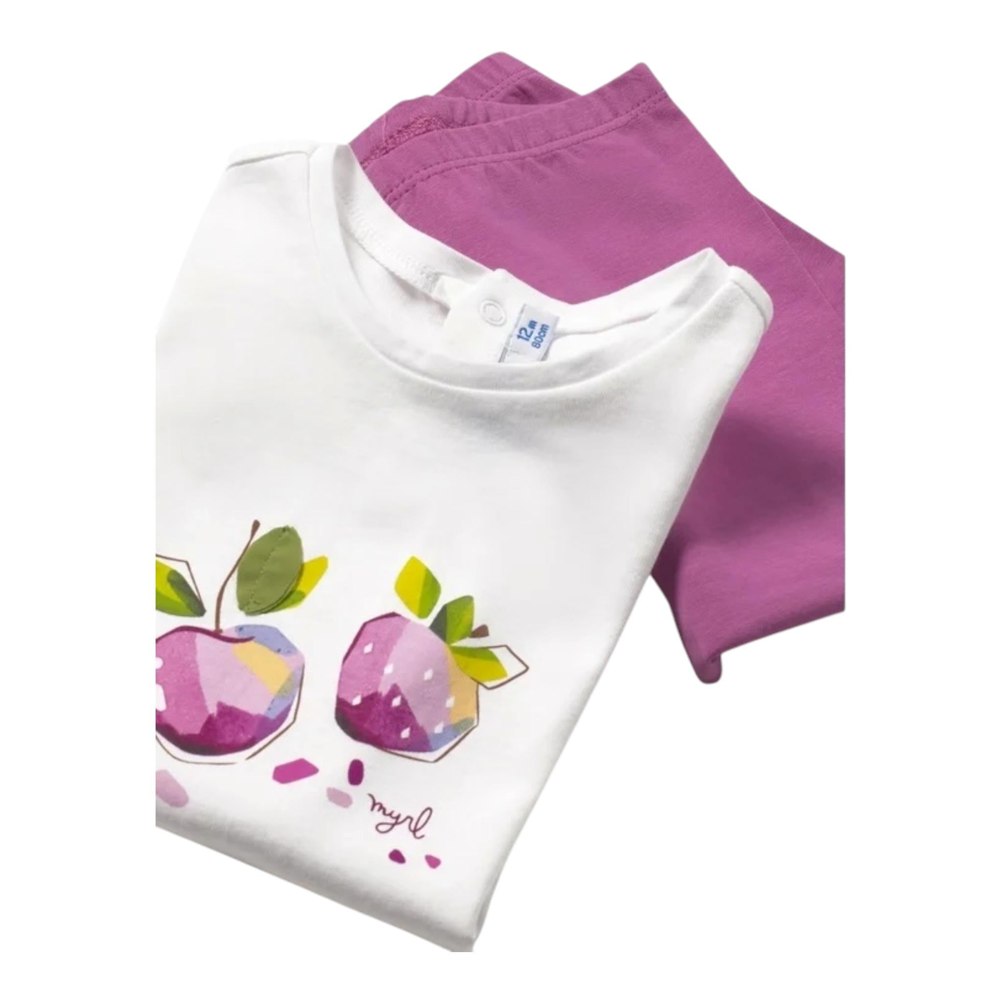 Mayoral Completo 3 Pezzi T-Shirt- 2 Leggins per Neonata 1740 BIANCO MAYORAL 