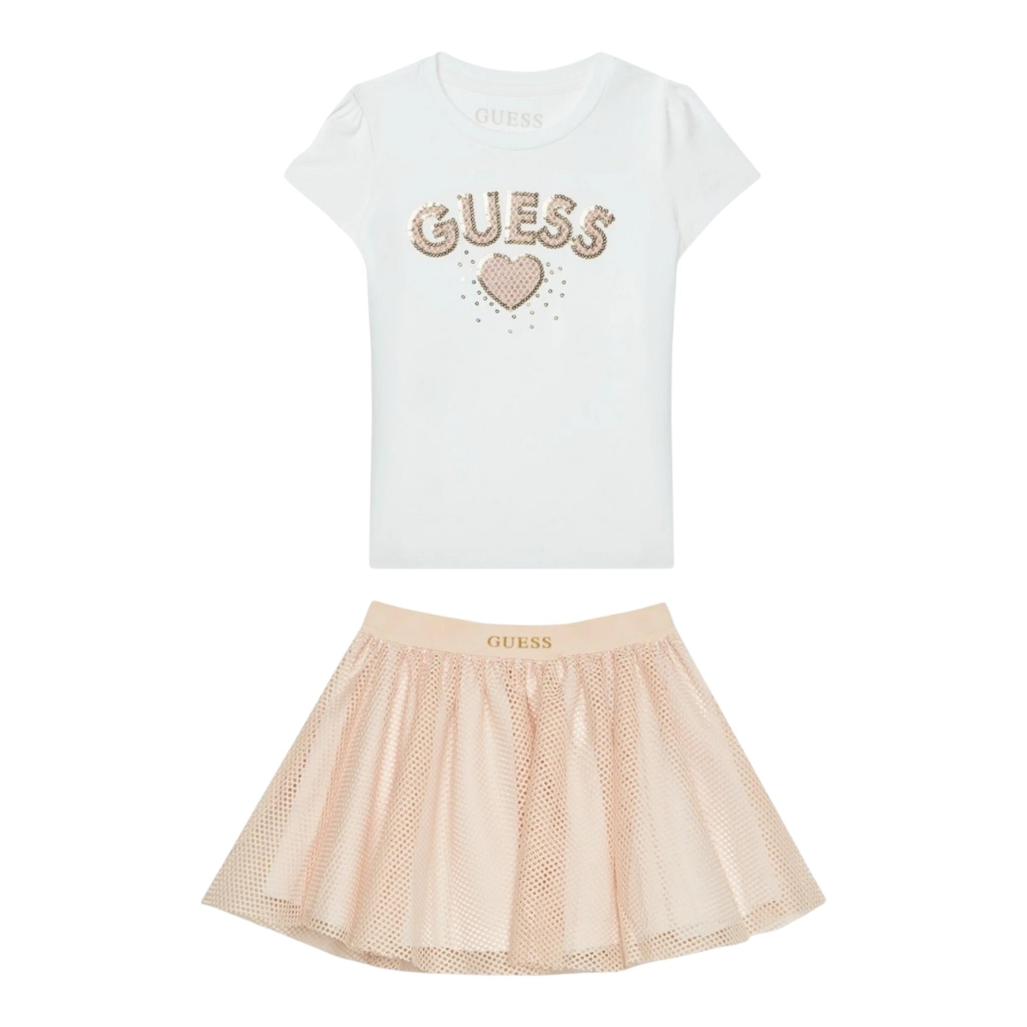 Guess Completo 2 Pezzi T-Shirt-Gonna per Bambina K5RG06K6YW0 BIANCO GUESS 
