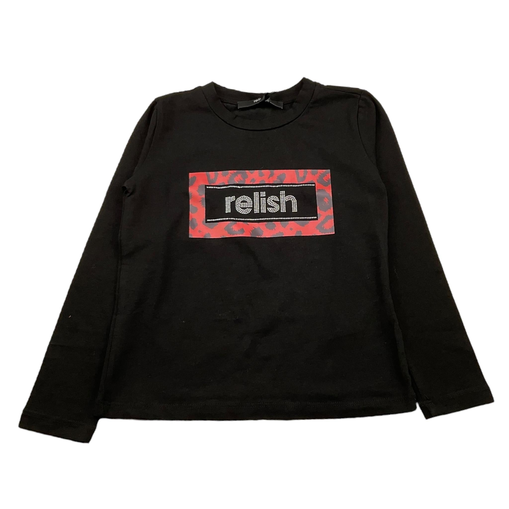 RELISH shirt girocollo tinta unita con logo Nero per Bambina RGA2301016018 NERO RELISH 
