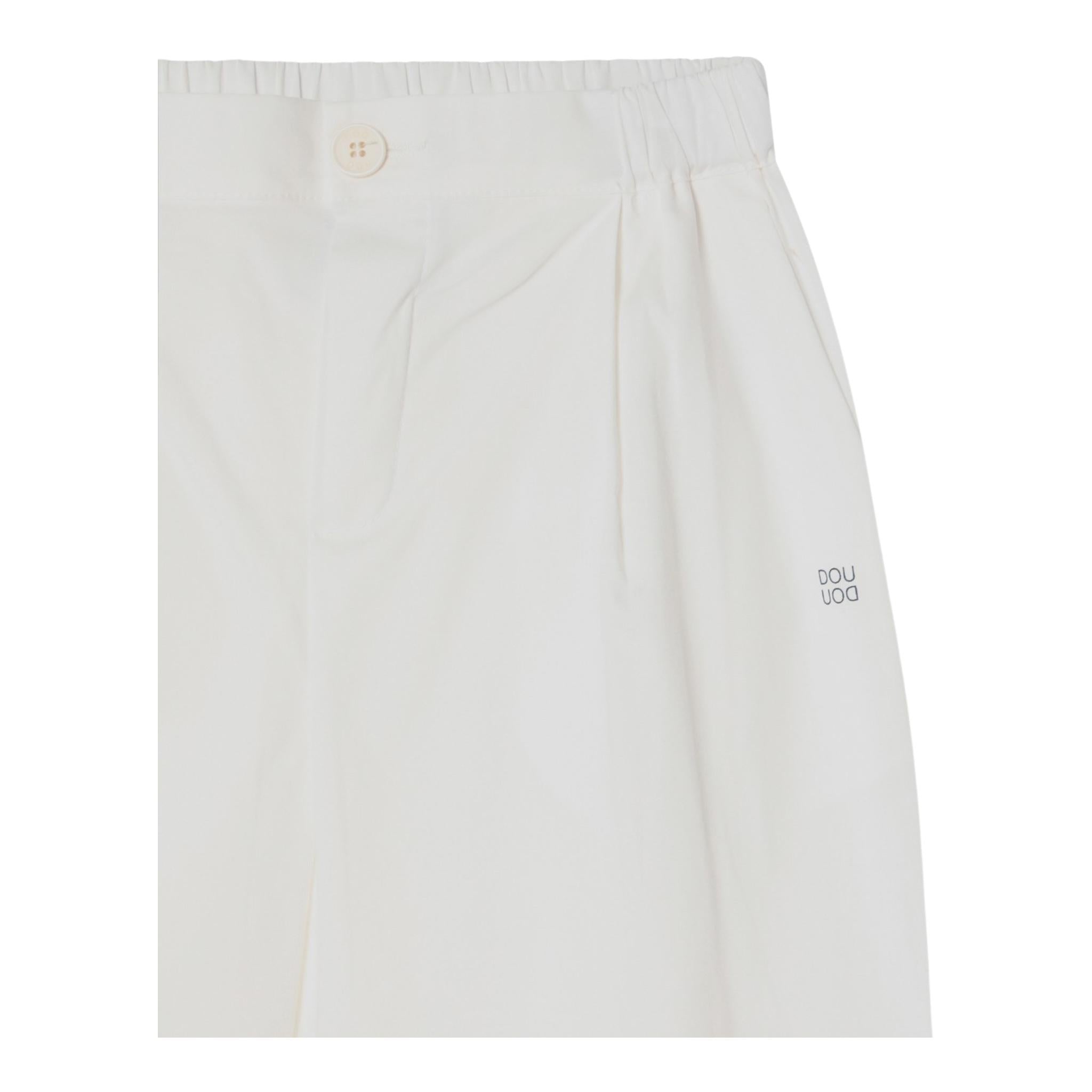 Dou Dou Pantalone Tinta Unita con Elastico In Vita per Bambina DW6P61 BIANCO DOU DOU 
