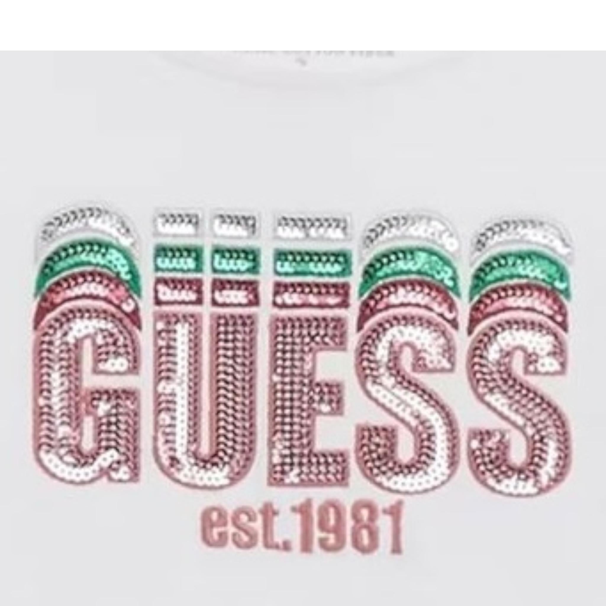 Guess T-Shirt Tinta Unita con Stampa per Bambina K5RI17K6YW4 BIANCO GUESS 