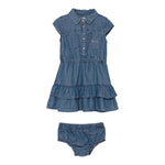 Guess Abito Giromanica In Denim Tinta Unita con Culotte per Neonata A5GK12D3X20 BLU GUESS 