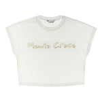 Manila Grace T-Shirt Tinta Unita con Stampa per Bambina 250TMJS25 BIANCO MANILA GRACE 