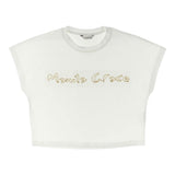 Manila Grace T-Shirt Tinta Unita con Stampa per Bambina 250TMJS25 BIANCO MANILA GRACE 