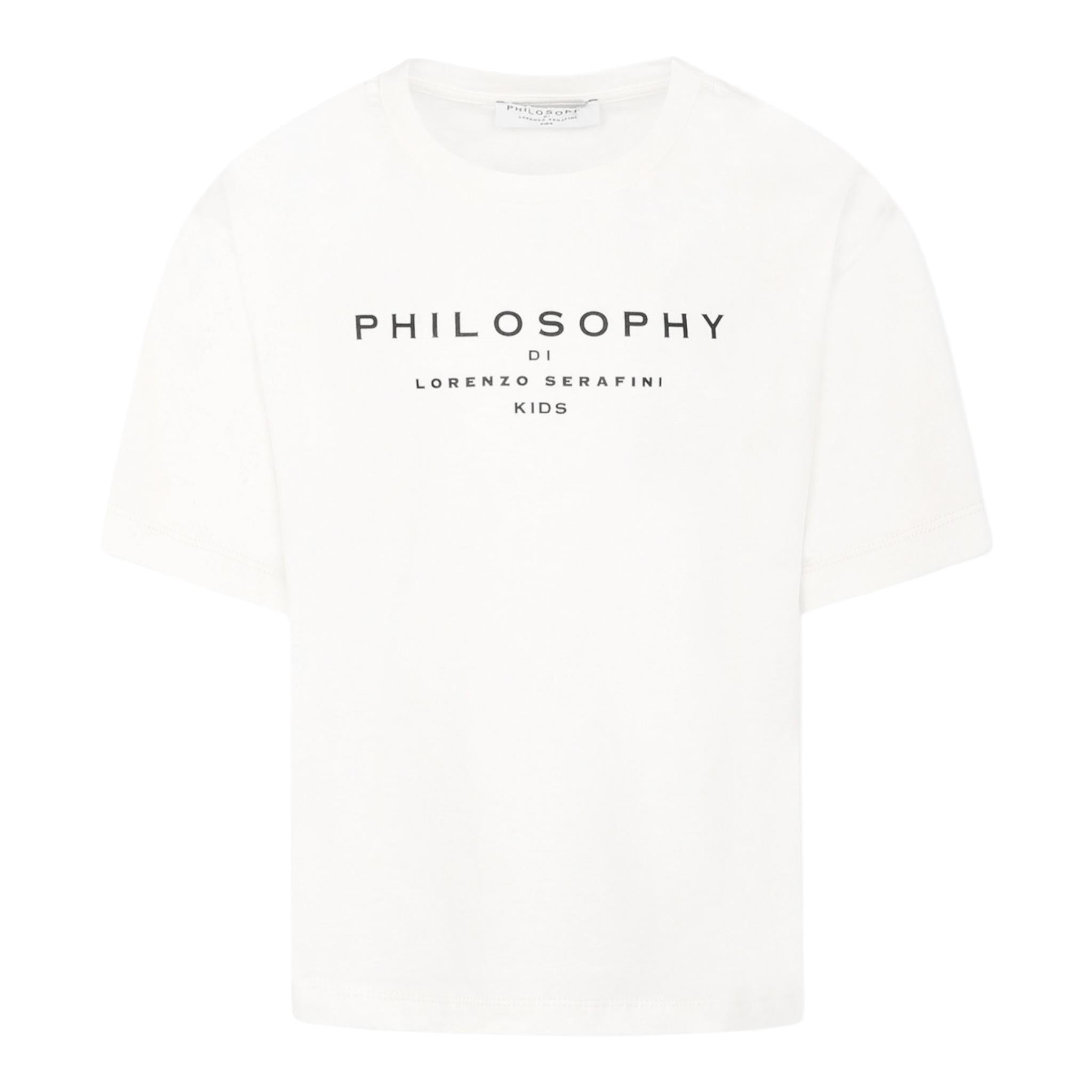 Philosophy T-Shirt Girocollo Tinta Unita con Stampa per Bambina I1E605XX BIANCO PHILOSOPHY 