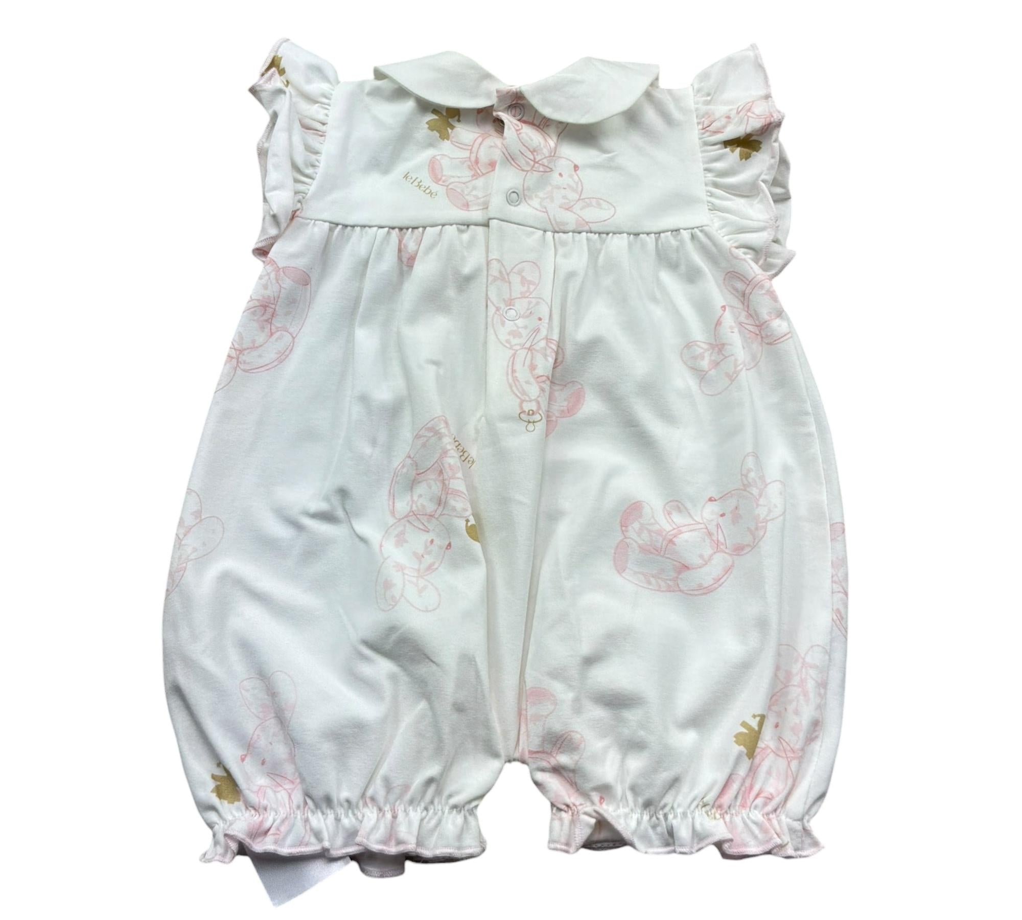 Le Bebe Pagliaccetto Mezza Manica Tinta Unita con Stampe per Neonata LBG6290 BIANCO LE BEBE 